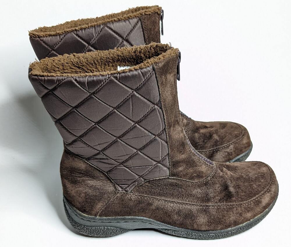 Prophet Boots Women's 7 B Alta Brown Suede leather quilted Zip WC211